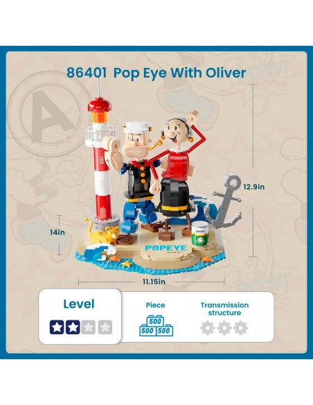 -15207-Figuras - Popeye & Olivia Set Construcción 33 cm Popeye-6973817321115