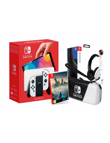 16227-Switch - Nintendo Switch Consola OLED Blanca + Hogwarts Legacy + Funda + Auricular-9502945487362