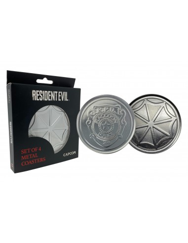 16273-Merchandising - Resident Evil Set of 4 Embossed Metal Coasters-5060662462047