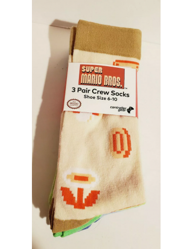 16151-Merchandising - Super Mario Bros pack de 3 pares de Calcetines 8-Bit Crew Sock  7863-0810032807863