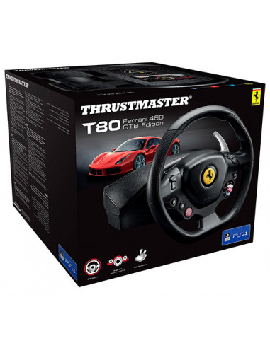 2651-Multi Plataforma - Volante T80 RW Ferrari 488 Edicion GTB Thrustmaster PS5/PS4/PC-3362934110314