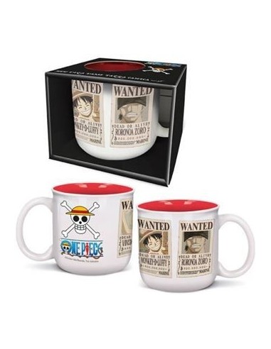 16764-Merchandising - One Piece - Taza De 400 ml Desayuno Wanted-8412497993758