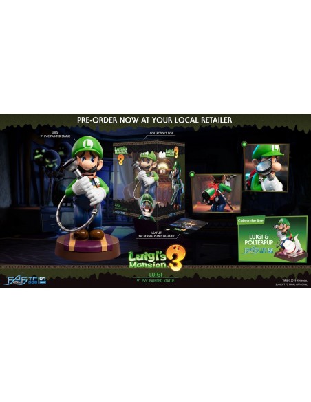 -4636-Figuras - Figura Luigi Estatua PVC Luig's Mansion 3 23cm (Standard Edition)-5060316622421